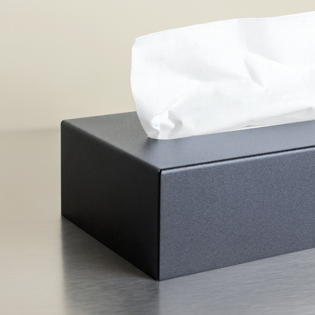 boîte à mouchoirs noir en aluminium design et minimaliste