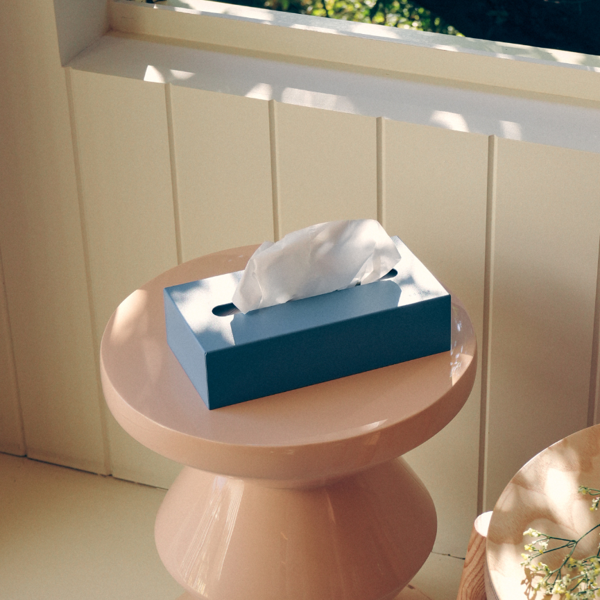 Boîte à mouchoirs simple design et colorée en acier