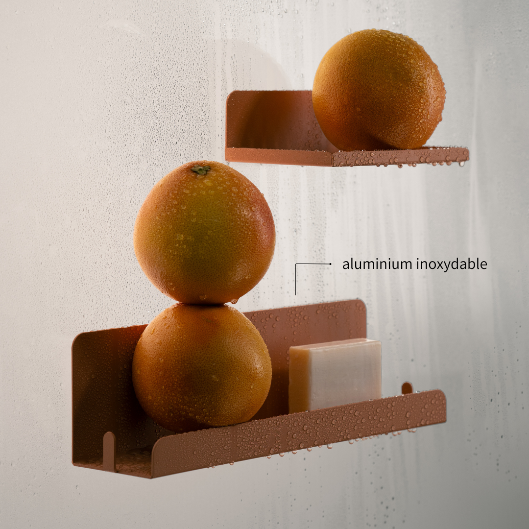 étagère ouverte design et colorée en aluminium fixable au mur sans perçage